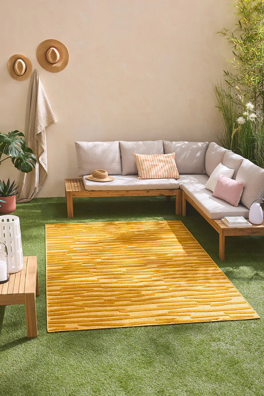 Santorini - Tapis D'Intérieur/Extérieur - Polypropylène - Jaune