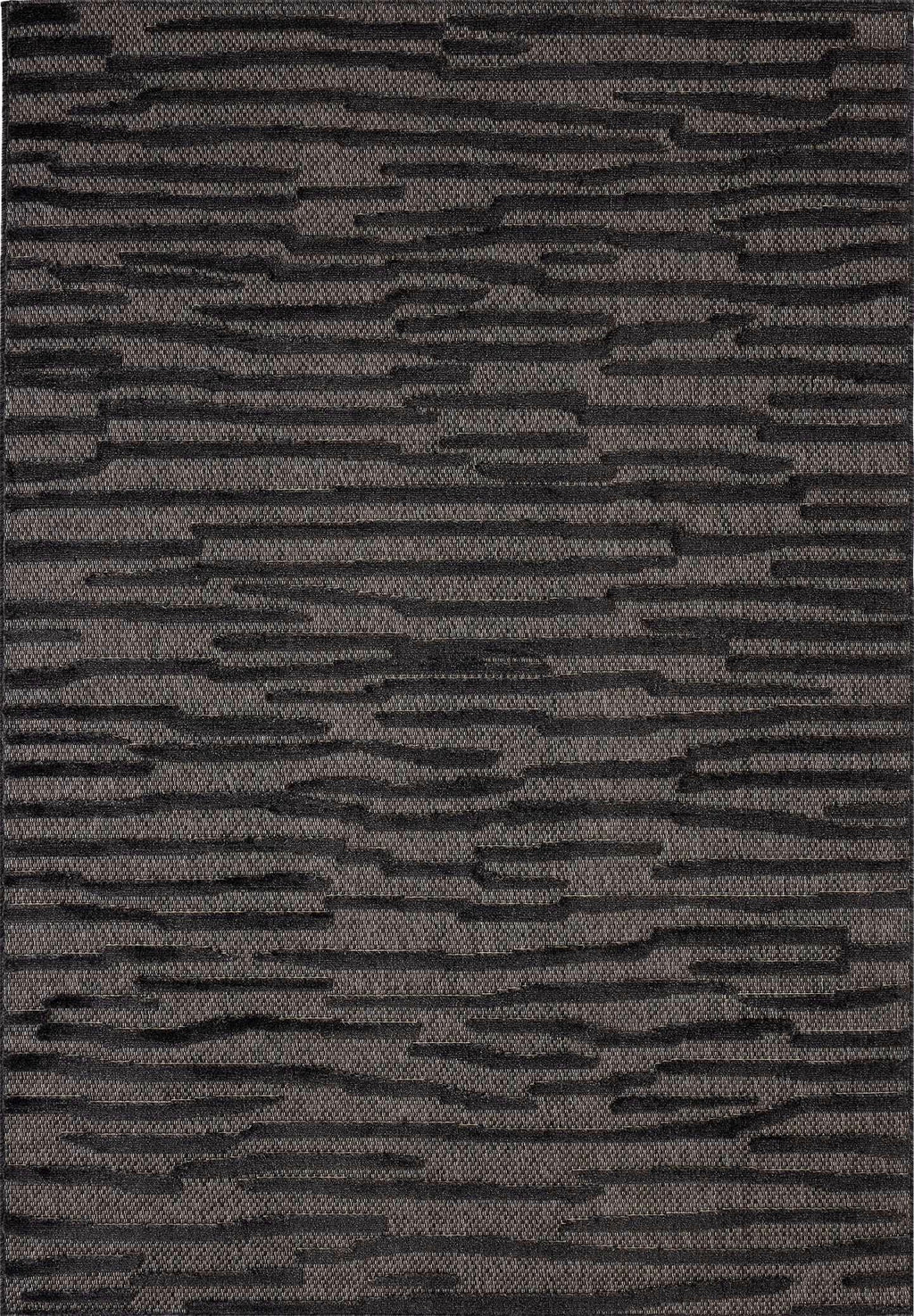 Tapis Santorini 990 - Motif Graphique - Noir - Intérieur / Extérieur