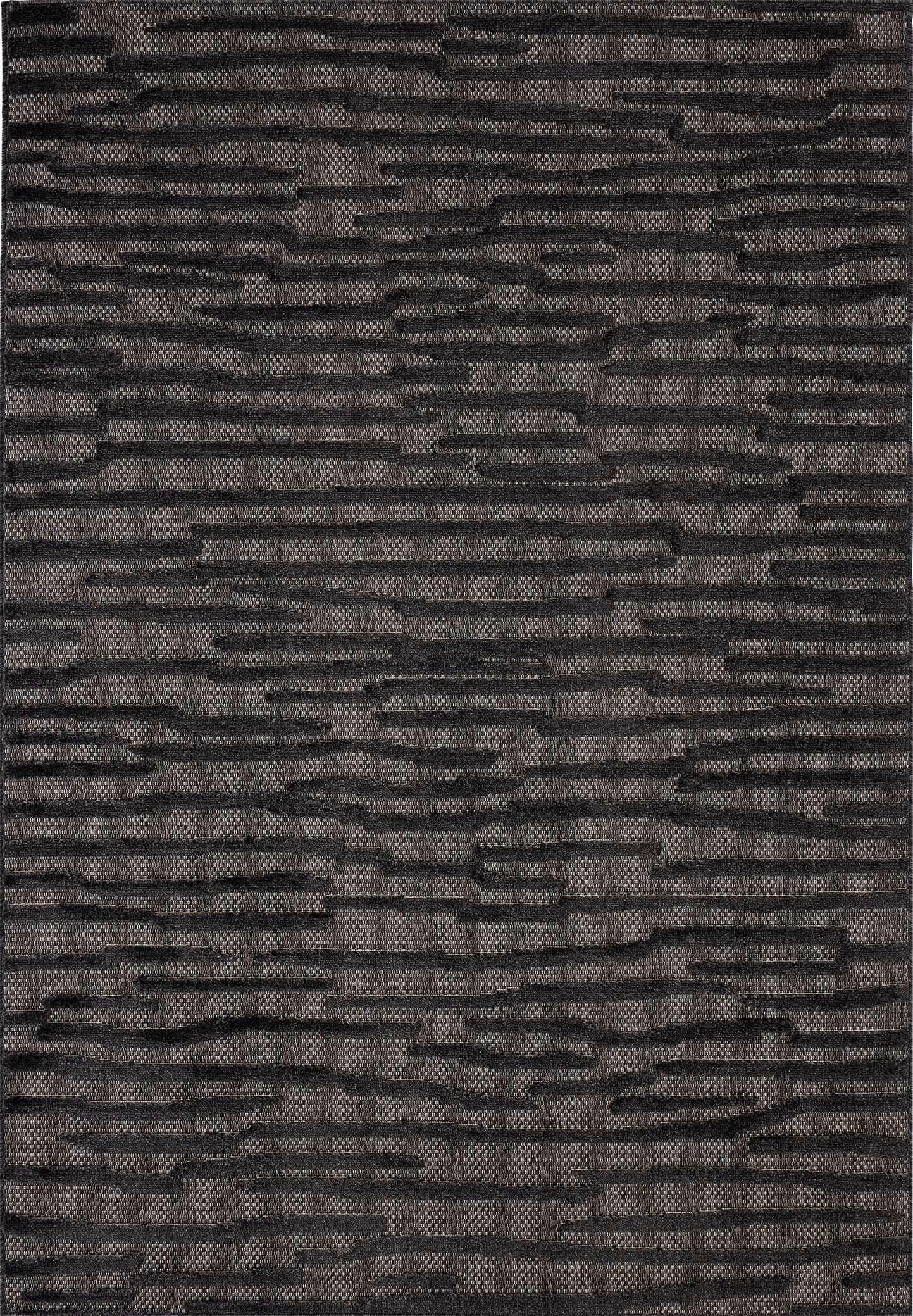 Tapis Santorini 990 - Motif Graphique - Noir - Intérieur / Extérieur