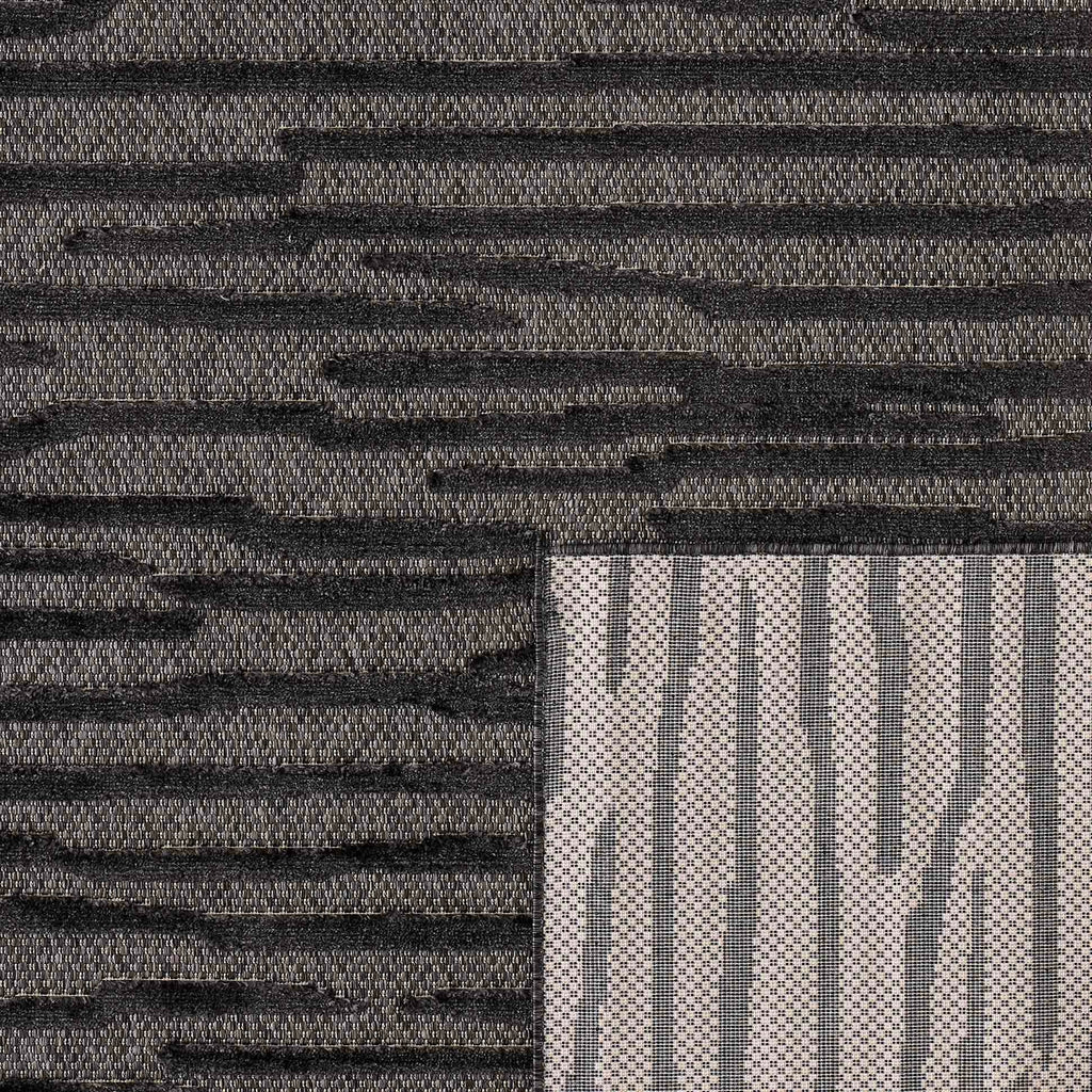 Tapis Santorini 990 - Motif Graphique - Noir - Intérieur / Extérieur