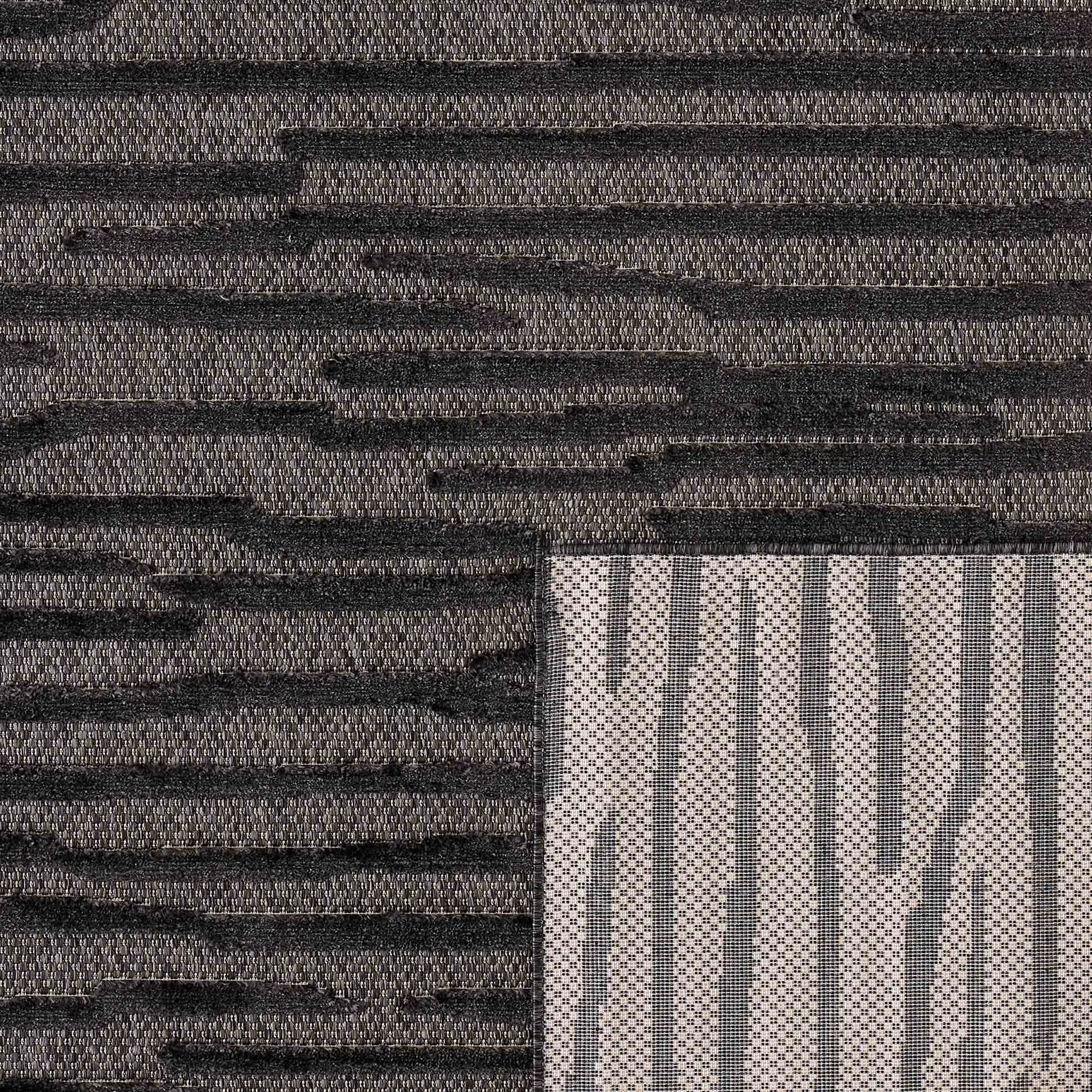 Tapis Santorini 990 - Motif Graphique - Noir - Intérieur / Extérieur