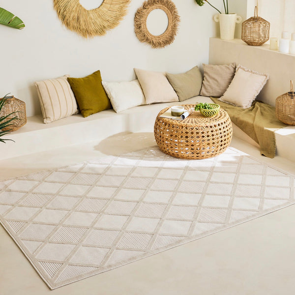 Santorini - Tapis D'Intérieur/Extérieur - Polypropylène - Blanc