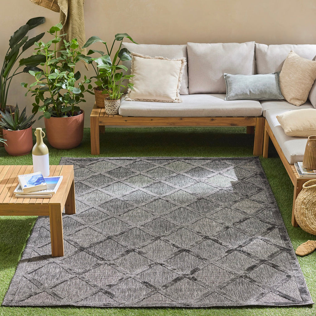 Santorini - Tapis D'Intérieur/Extérieur - Polypropylène - Noir