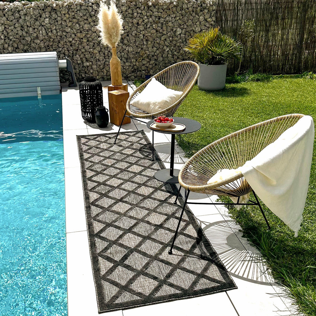 Santorini - Tapis D'Intérieur/Extérieur - Polypropylène - Noir