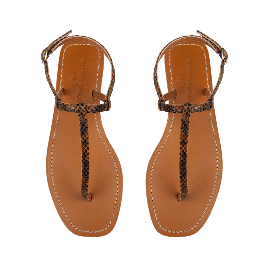 Couleur Pourpre - Sandales Santorini - - Python Camel
