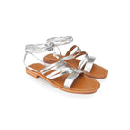 Couleur Pourpre - Sandales Plates Sardaigne - Argent