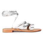 Couleur Pourpre - Sandales Plates Sardaigne - Argent