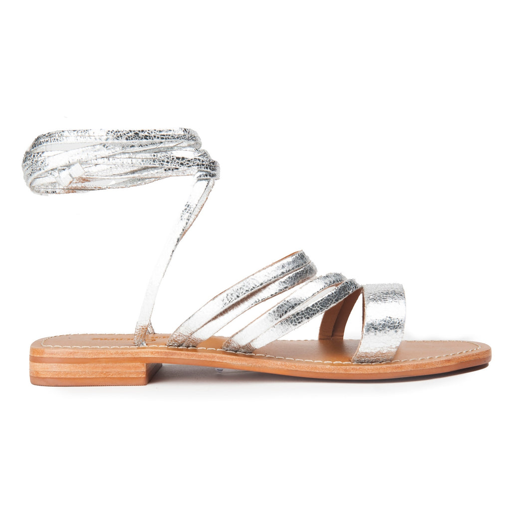 Couleur Pourpre - Sandales Plates Sardaigne - Argent