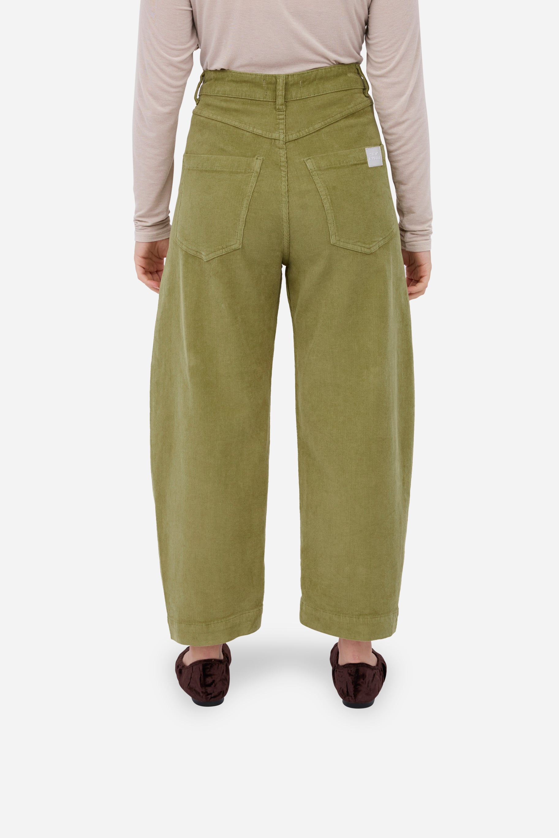 Pantalon Bouffant En Velours Côtelé Vert