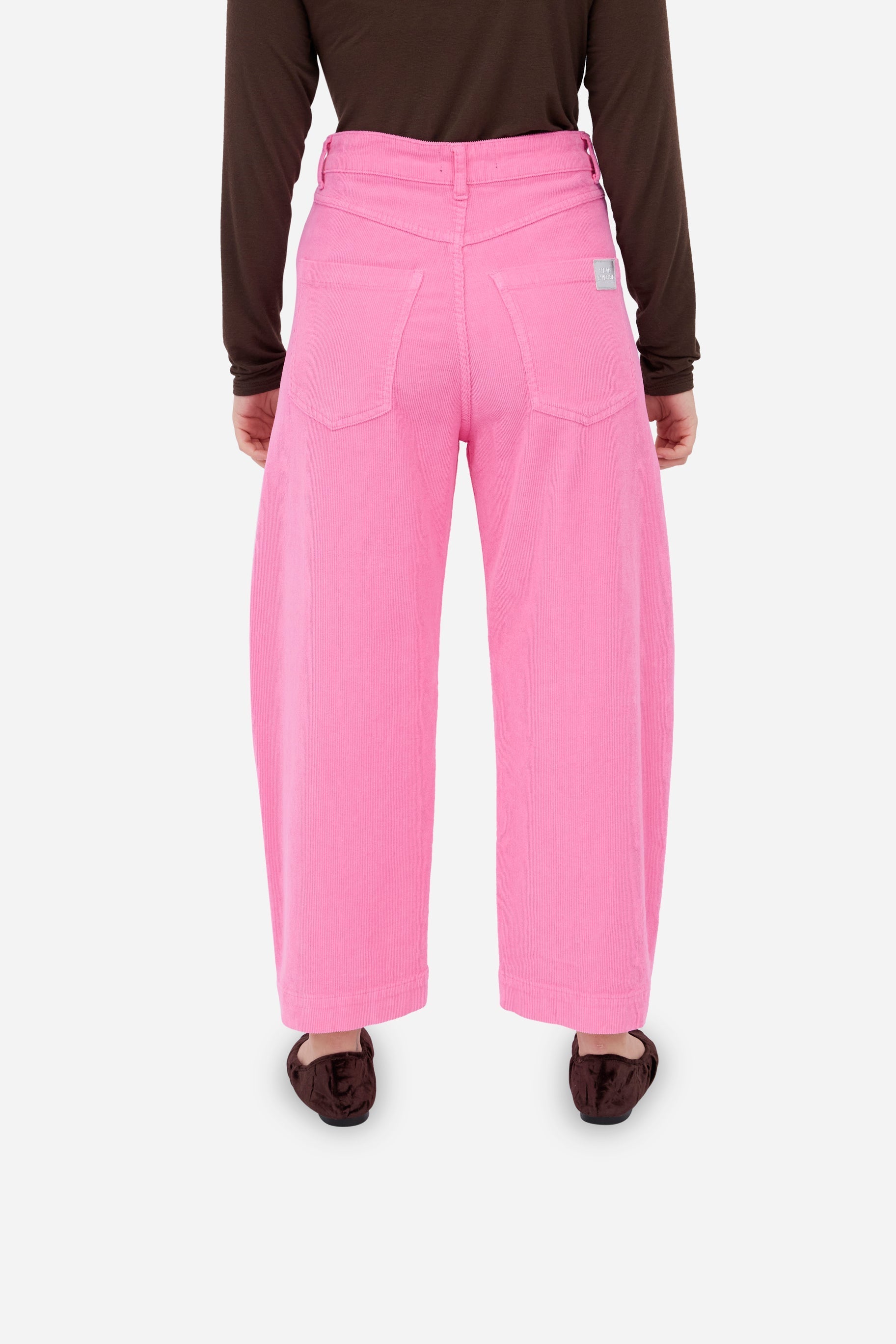 Pantalon Bouffant En Velours Côtelé Rose