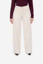 Pantalon Droit En Velours Côtelé (Écru)