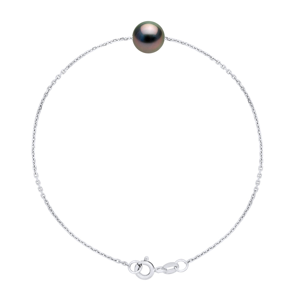 Bracelet Perle De Tahiti Ronde 8-9 Mm - Chaîne Forçat - Argent 925 - Nuatakado