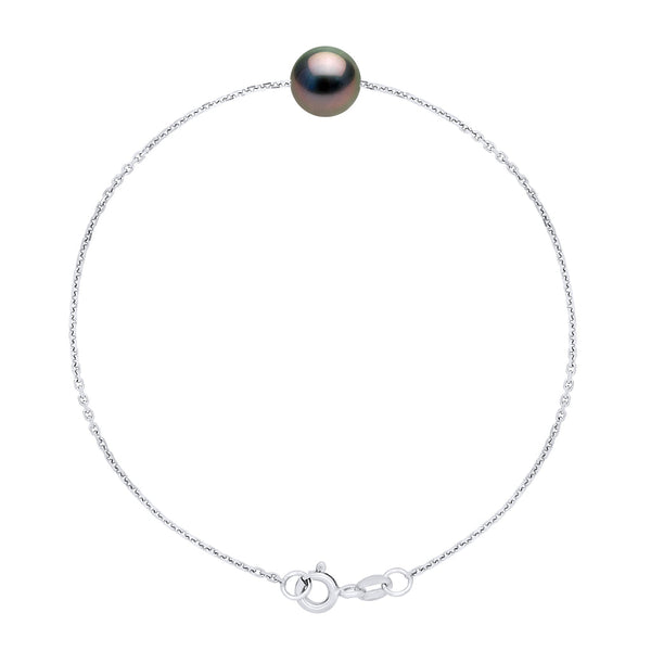 Bracelet Perle De Tahiti Ronde 8-9 Mm - Chaîne Forçat - Argent 925 - Nuatakado