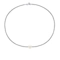 Collier Lien Cordon Noir Perle Ronde 8-9 Mm - Argent 925 - Bonifacio
