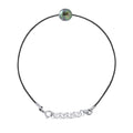 Bracelet Lien Cordon Noir Perle De Tahiti Cerclée 8-9 Mm - Argent 925 - Inanahi