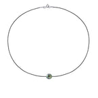 Collier Lien Cordon Noir Perle De Tahiti Cerclée 9-10 Mm - Argent 925 - Inanahi