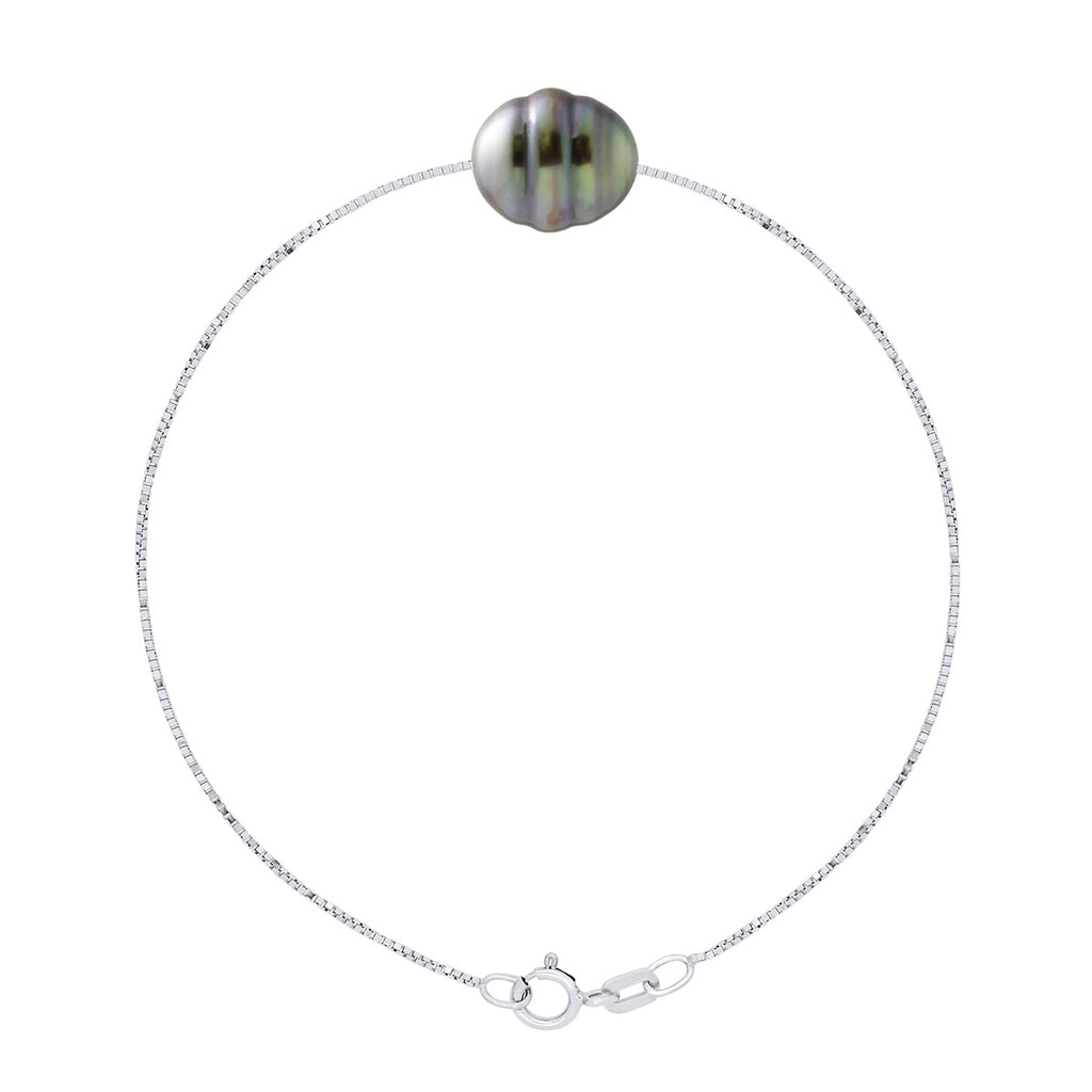 Bracelet Perle De Tahiti Cerclée 10-11 Mm - Chaîne Vénitienne - Argent 925 - Nuatakado