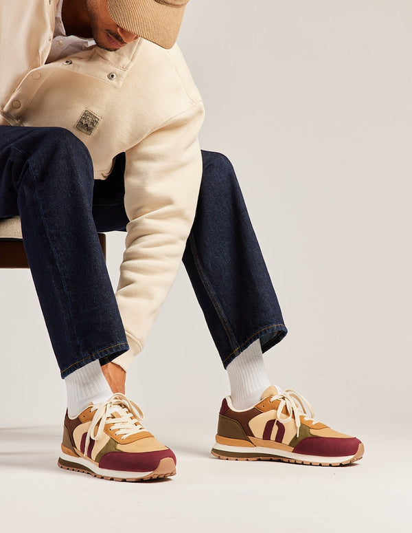 Baskets Basses Adrien - Pourpre Beige Ambre - Homme
