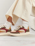 Baskets Basses Axelle - Kaki Bordeaux Crème - Femme