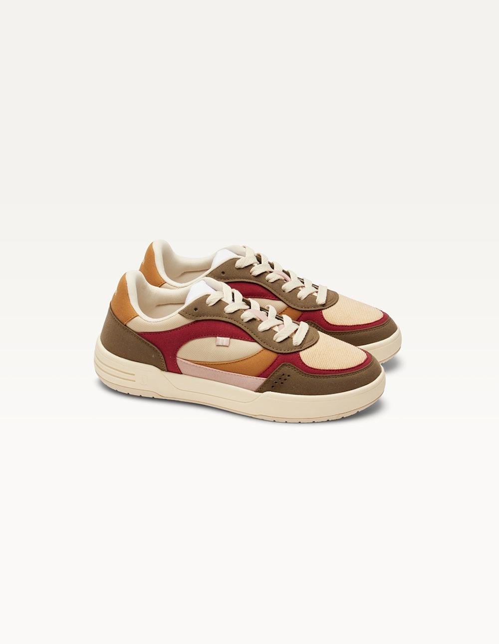 Baskets Basses Axelle - Kaki Bordeaux Crème - Femme