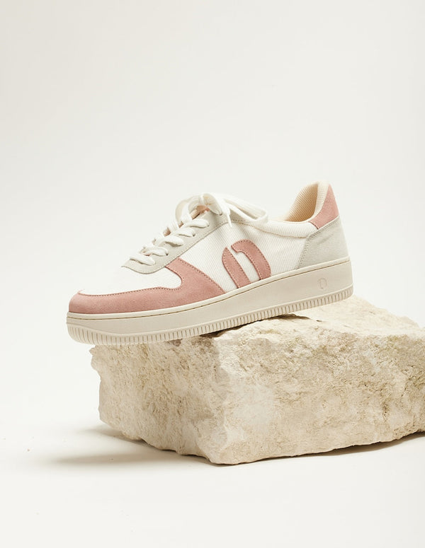 Baskets Basses Marilou - Rose Clair Blanc Gris Clair - Femme