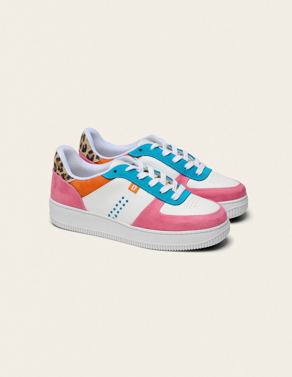 Baskets basses Maxence F - Rose turquoise orange