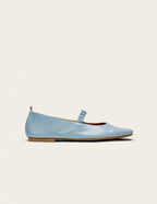 Ballerines Serra - Cuir plissé verni bleu glacé