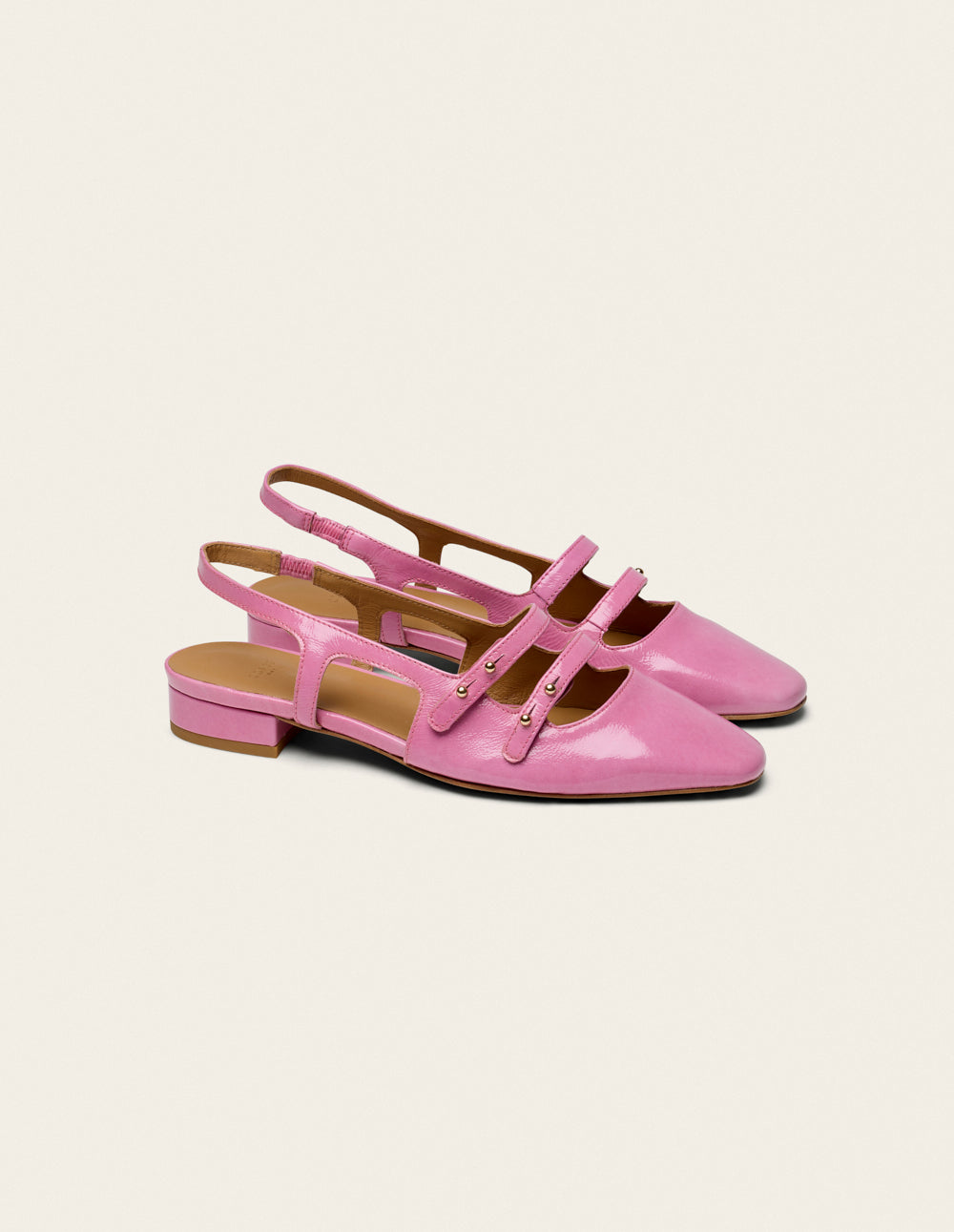 Ballerines Soli - Cuir verni plisse rose
