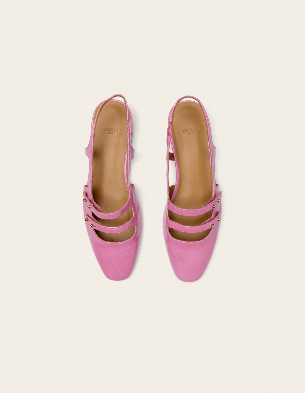 Ballerines Soli - Cuir verni plisse rose