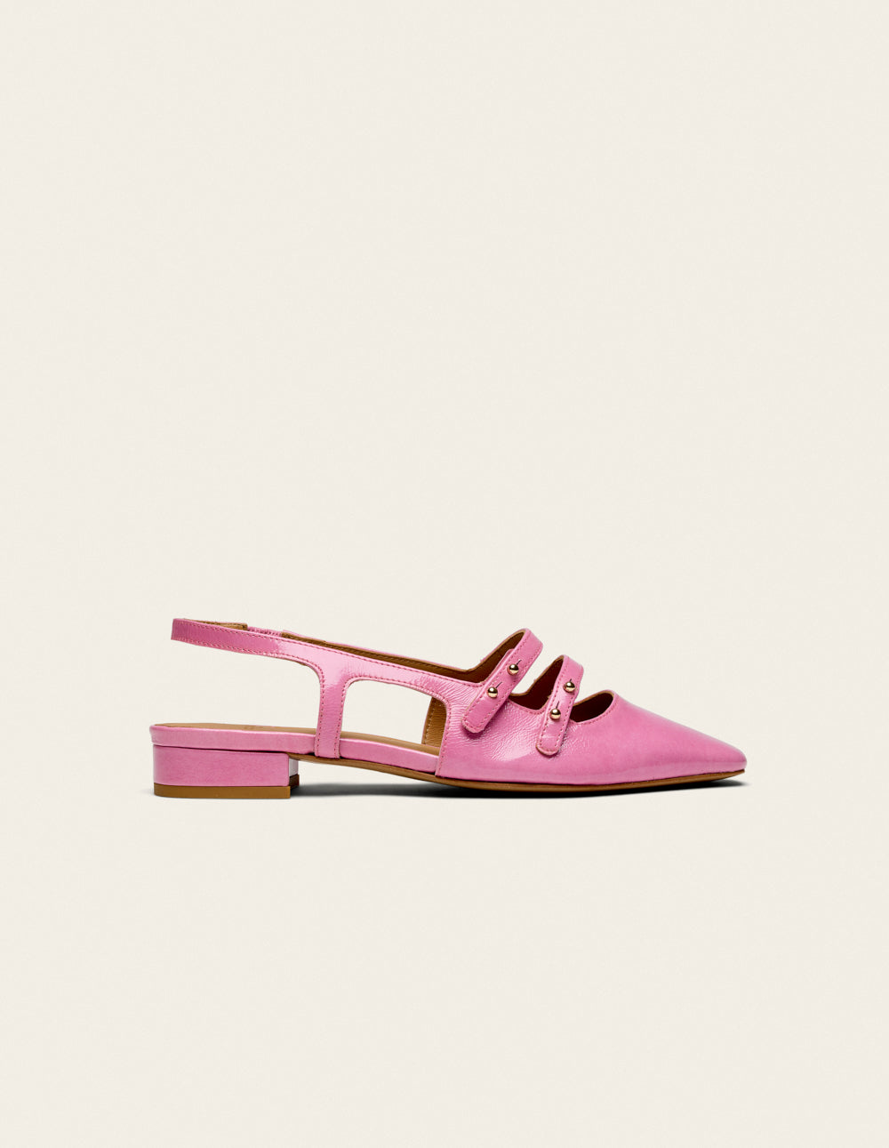 Ballerines Soli - Cuir verni plisse rose