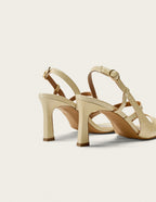 Sandales À Talons Casta - Cuir Plissé Écru