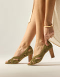 Sandales À Talons Clémentine H - Suède Kaki - Femme