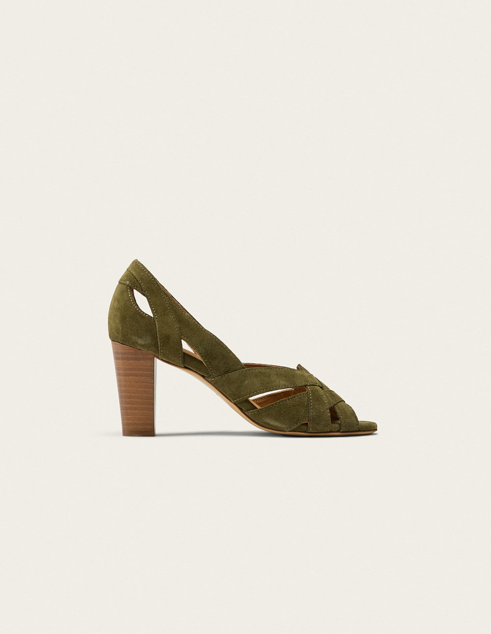 Sandales À Talons Clémentine H - Suède Kaki - Femme