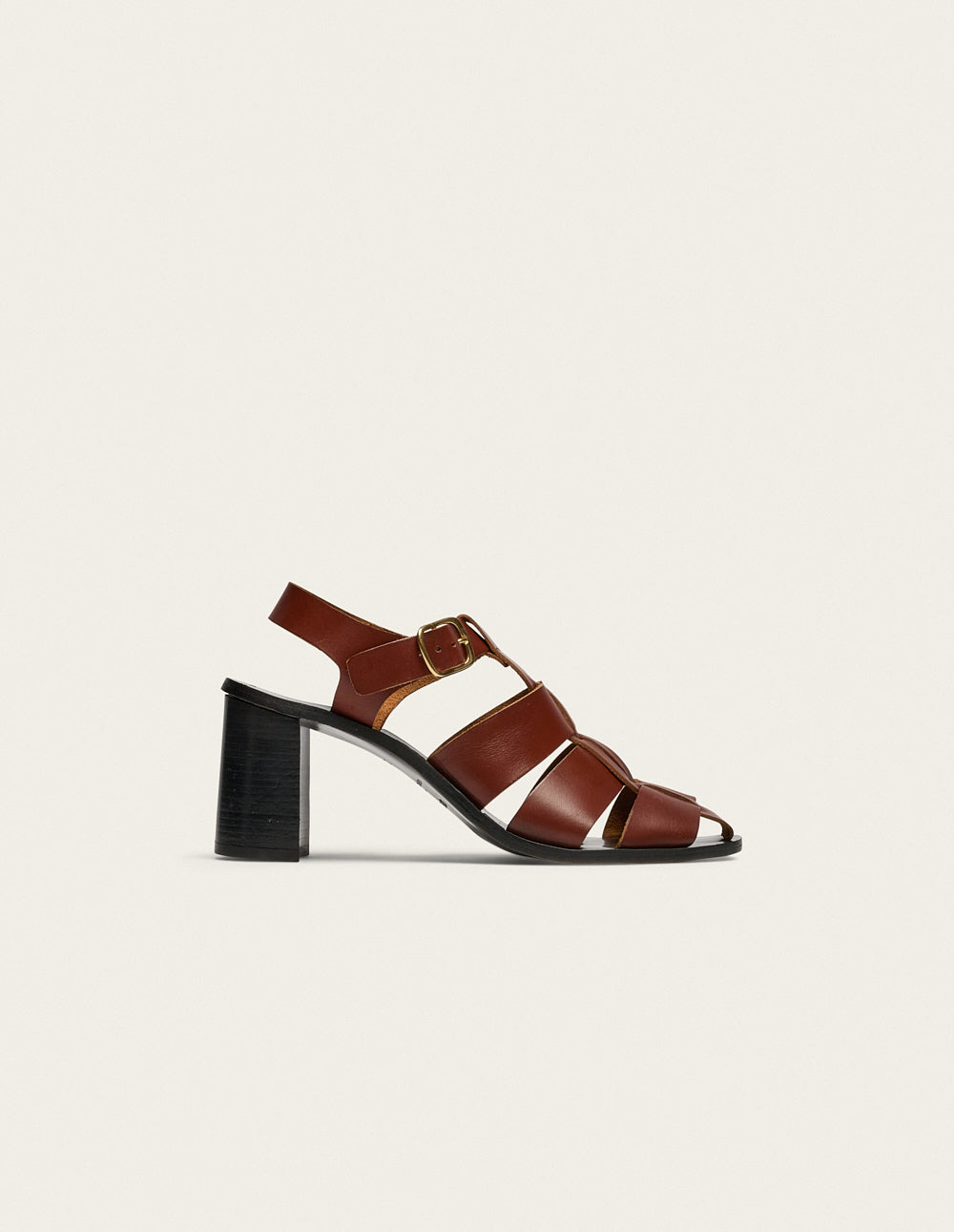 Sandales À Talons Flango - Cuir Acajou - Femme
