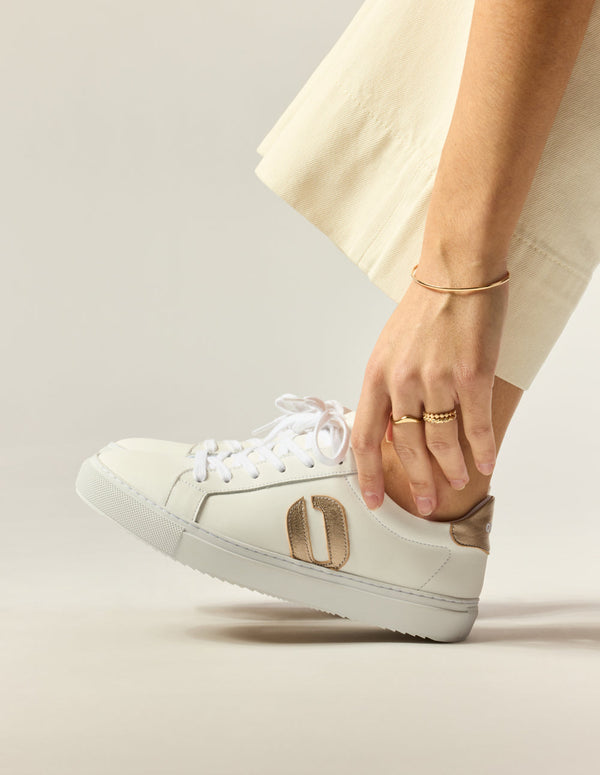 Baskets Basses Gloria - Blanc Doré - Femme