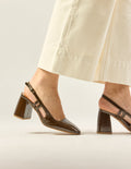 Escarpins Marcie - Cuir Plissé Kaki - Femme