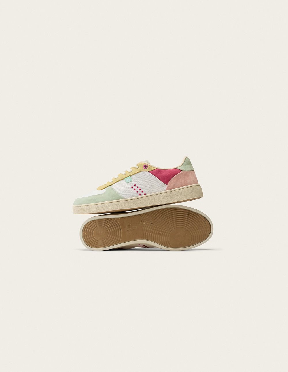 Baskets Basses Marie - Vert Blanc Jaune - Femme