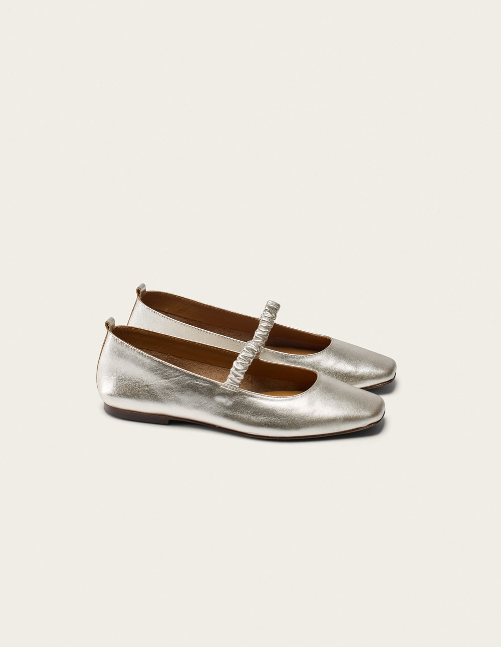 Ballerines Serra - Cuir Plissé Argenté