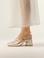 Escarpins Soline - Cuir Plissé Argenté - Femme