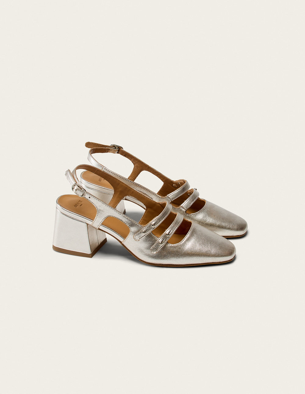 Escarpins Soline - Cuir Plissé Argenté - Femme