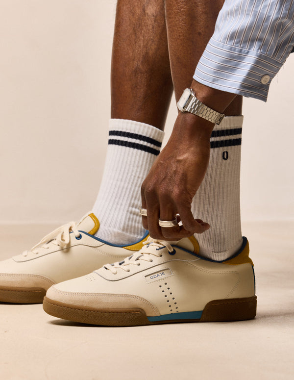 Baskets Basses Anatole - Écru Moutarde Bleu - Homme