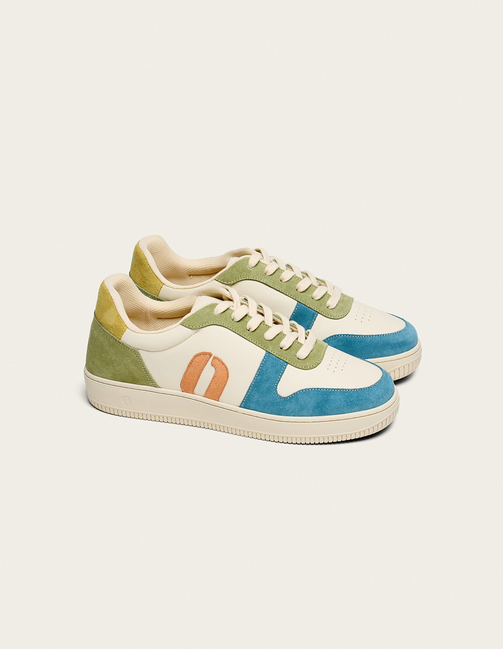 Baskets Basses Matthieu - Bleu Ciel Écru Kaki