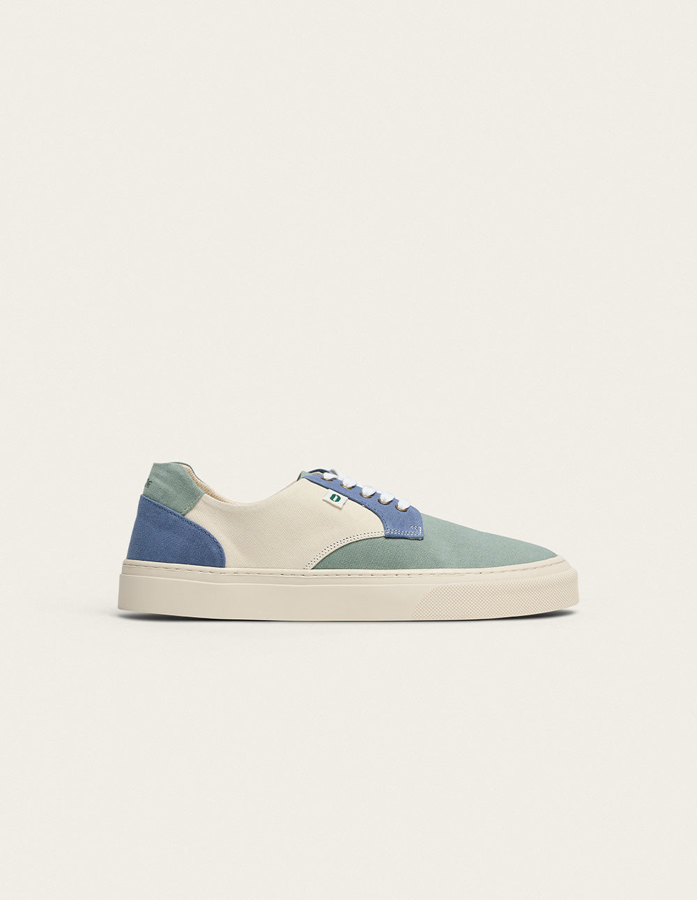 Baskets basses Alexandre - Toile vert bleu pétrole écru