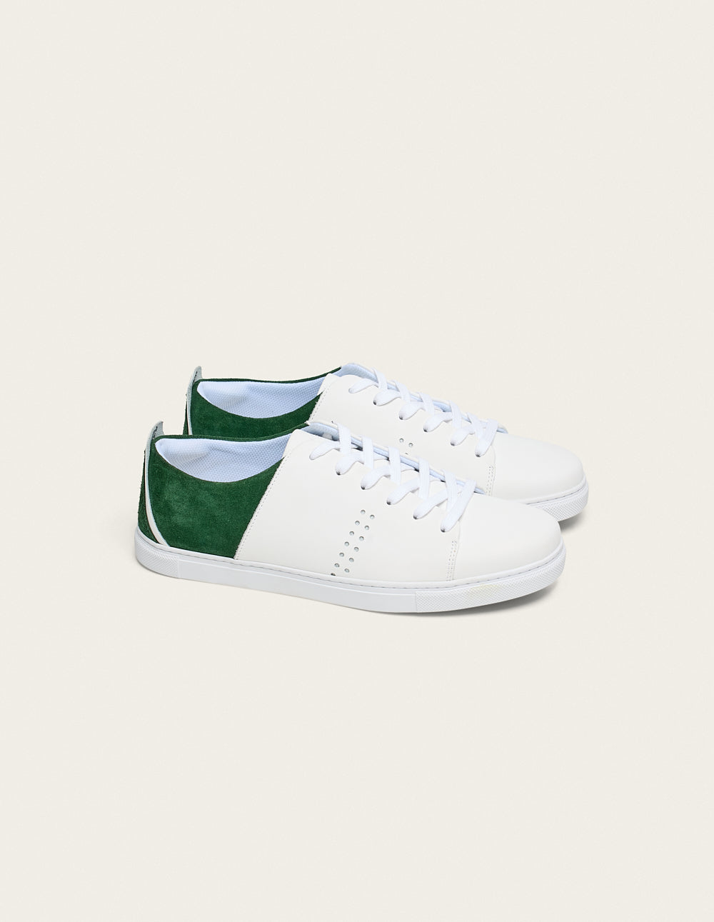 Baskets Basses René - Blanc Et Vert