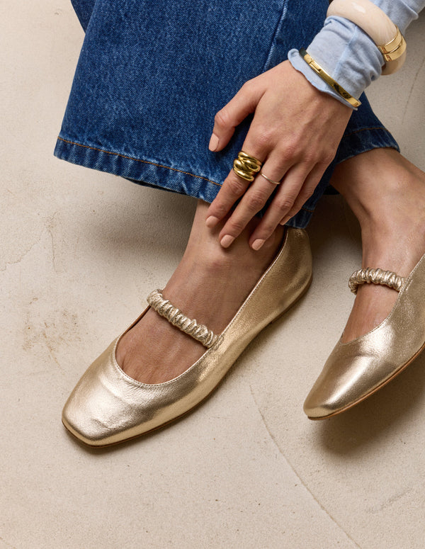 Ballerines Serra - Cuir Doré - Femme