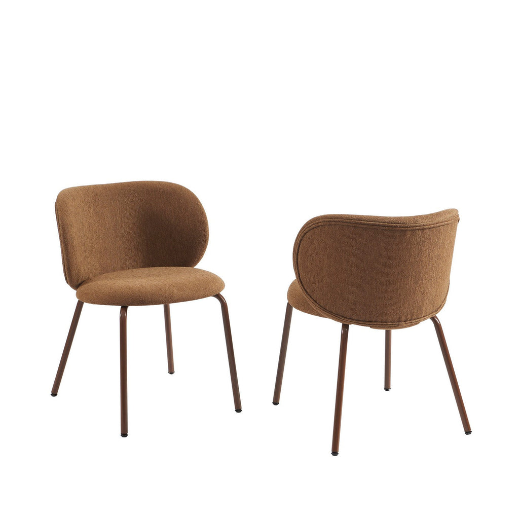 Serena - Chaises - Tissu Chenille - Marron Et Pieds Métal Marron