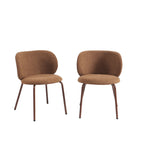 Serena - Chaises - Tissu Chenille - Marron Et Pieds Métal Marron