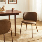 Serena - Chaises - Tissu Chenille - Marron Et Pieds Métal Marron