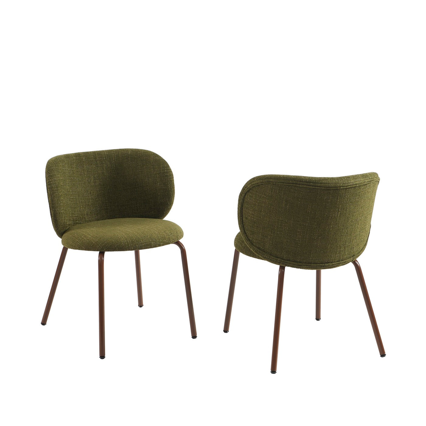 Serena - Chaises - Tissu Chenille - Vert Et Pieds Métal Marron