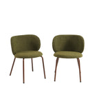 Serena - Chaises - Tissu Chenille - Vert Et Pieds Métal Marron